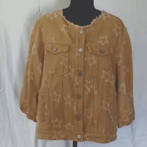 Lili Sidonio mustard tan jean jacket Sz L Excellent condition